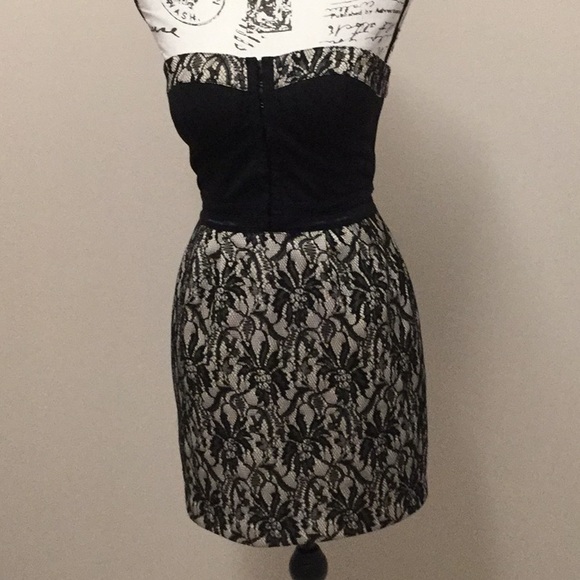 Miha Dresses & Skirts - Miha black lace with underlay strapless mini dress